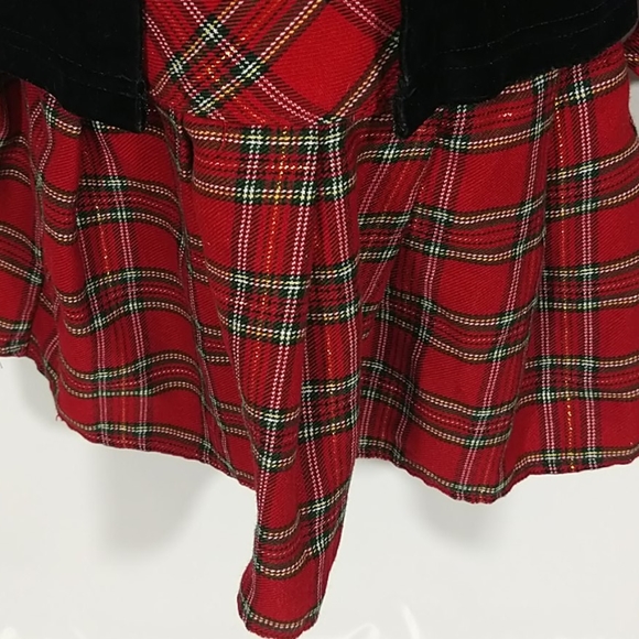 Girls Holiday Dress 3T Velvet Plaid Red Black - Picture 6 of 10